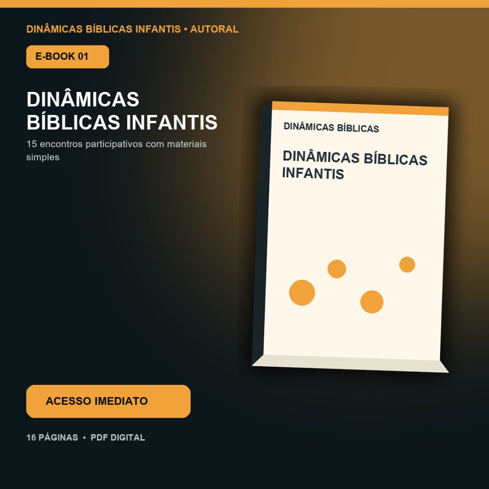 Capa de Dinâmicas Bíblicas Infantis – E-book 01 – Dinâmicas Bíblicas Infantis – Guia de Atividades