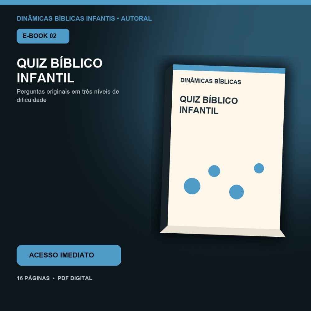 Capa de Quiz Bíblico Infantil – E-book 02 – Quiz Bíblico Infantil – Guia de Atividades