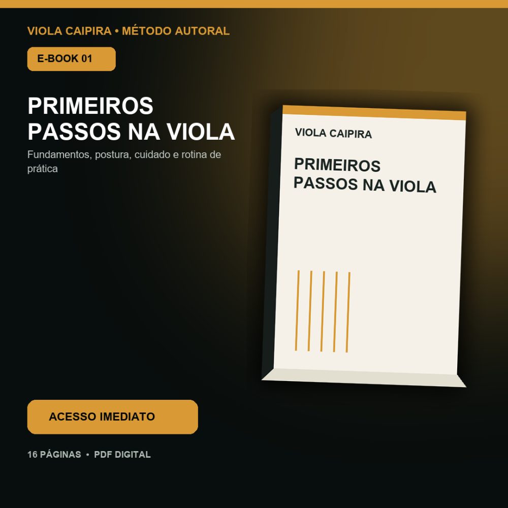 Capa de Primeiros Passos na Viola – E-book 01 – Primeiros Passos na Viola – Método e Exercícios