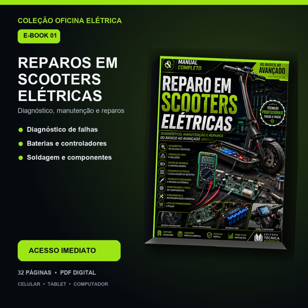 Capa de Reparos em Scooters Elétricas – Diagnóstico, manutenção e reparos
