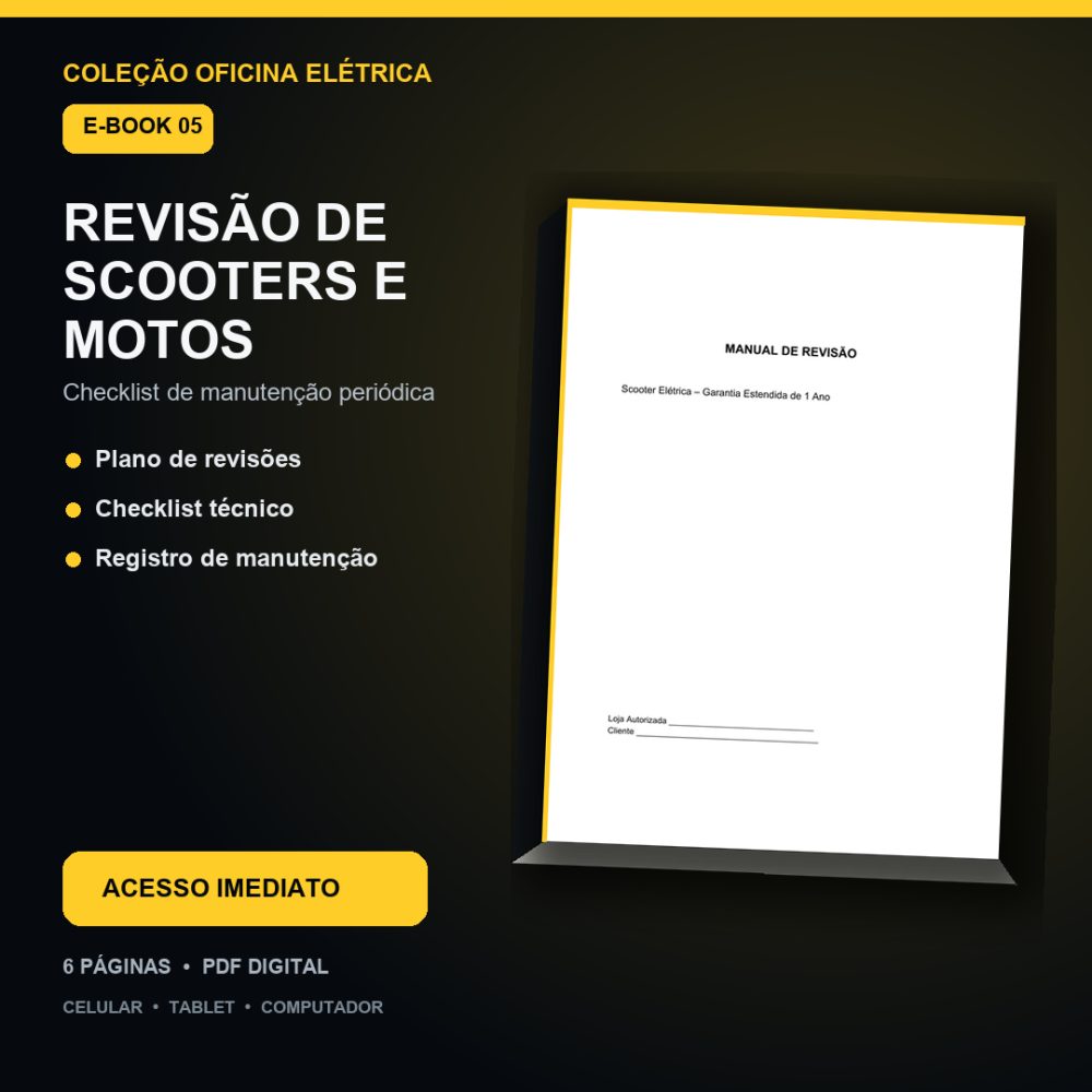 Capa de Revisão de Scooters e Motos – Checklist de manutenção periódica