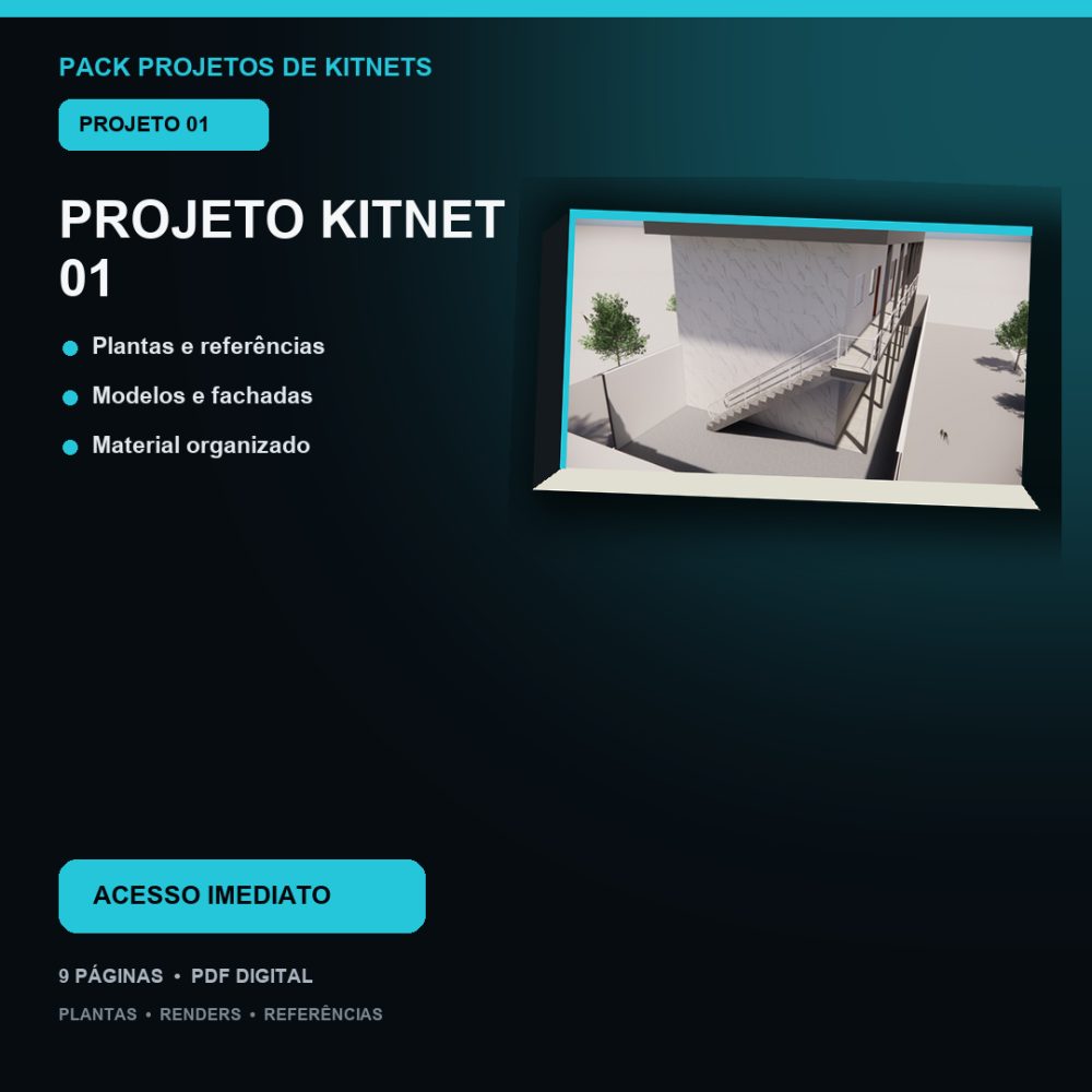 Capa de Produto 01 – Kitnet Modelo 01 – Projeto Técnico Completo – Pr – 9584FD91