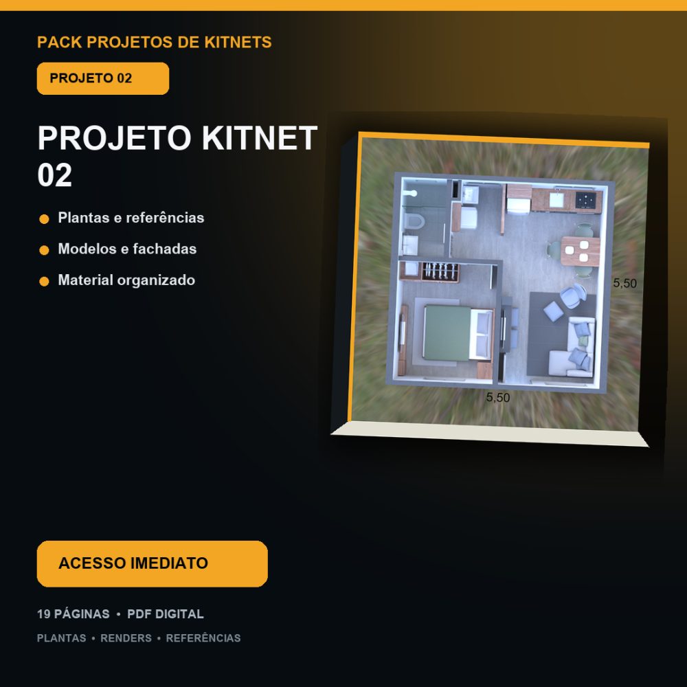 Capa de Produto 02 – Kitnet Modelo 02 – Projeto Técnico Completo – Pr – 23C96623