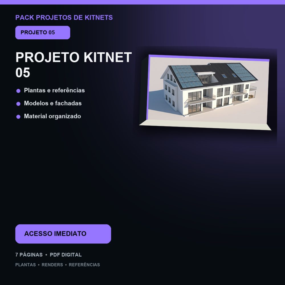 Capa de Produto 06 – Kitnet Modelo 05 – Plantas e Fachadas – Projeto Digital