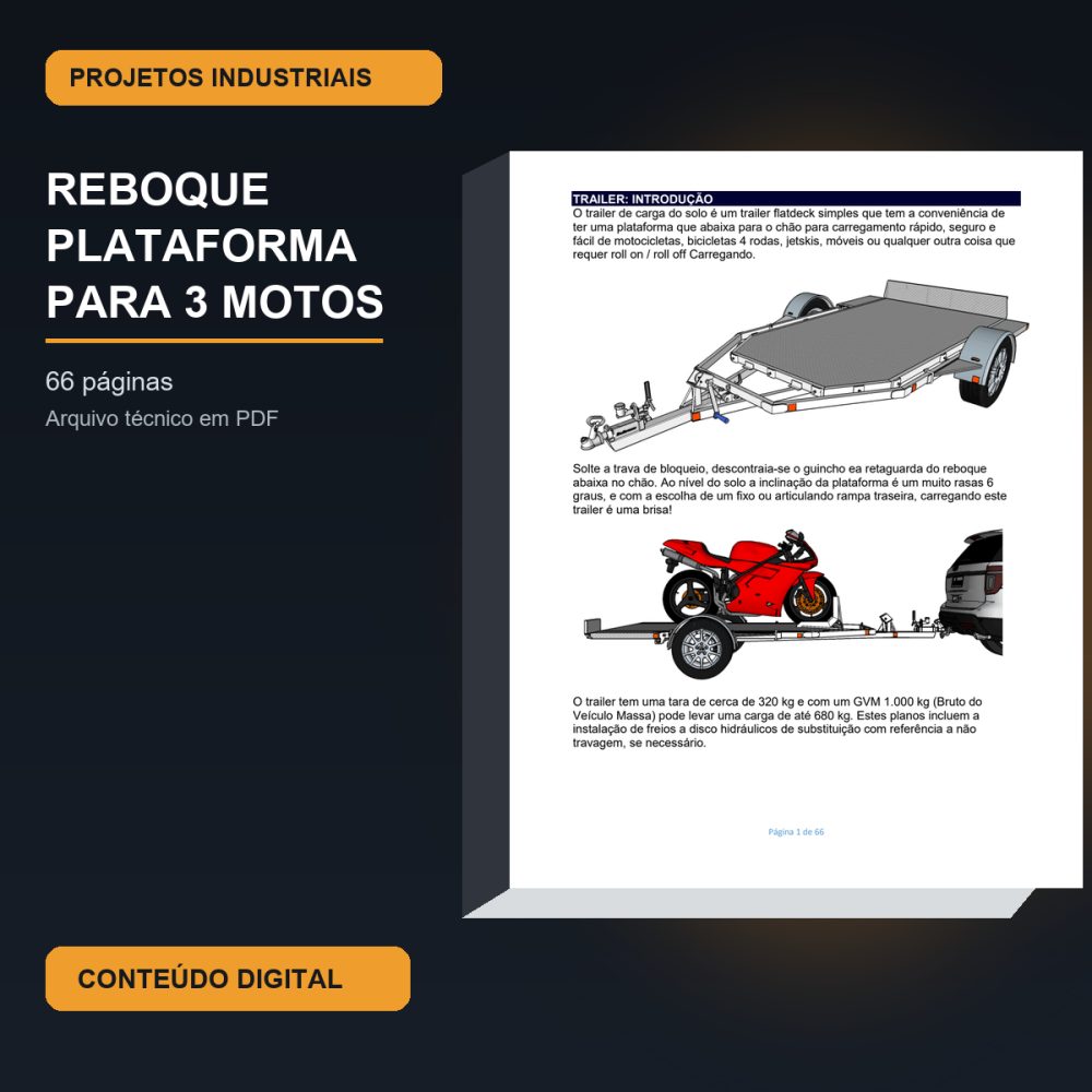 Capa de Reboque Plataforma para 3 Motos – E-book 05 – Reboque Plataforma para 3 Motos