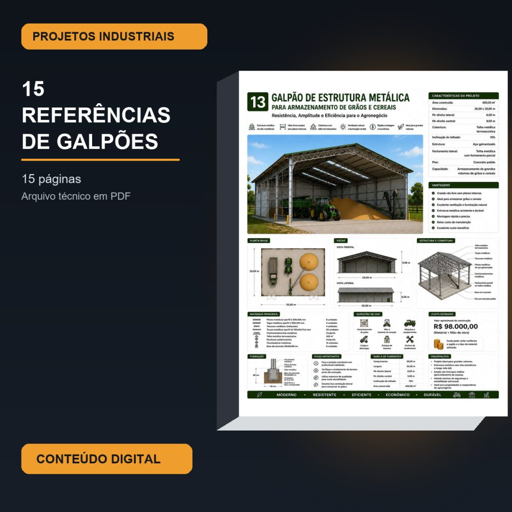 Capa de 15 Referências de Galpões – E-book 06 – 15 Referências de Galpões