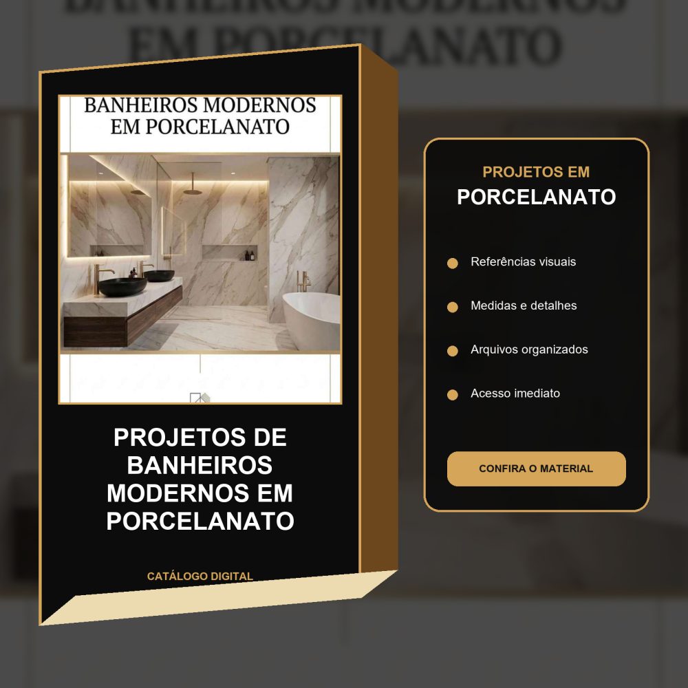 Capa de 02 – Projetos de Banheiros Modernos em Porcelanato – 01 – Projetos de Banheiros Modernos em Porcelanato – Parte 1