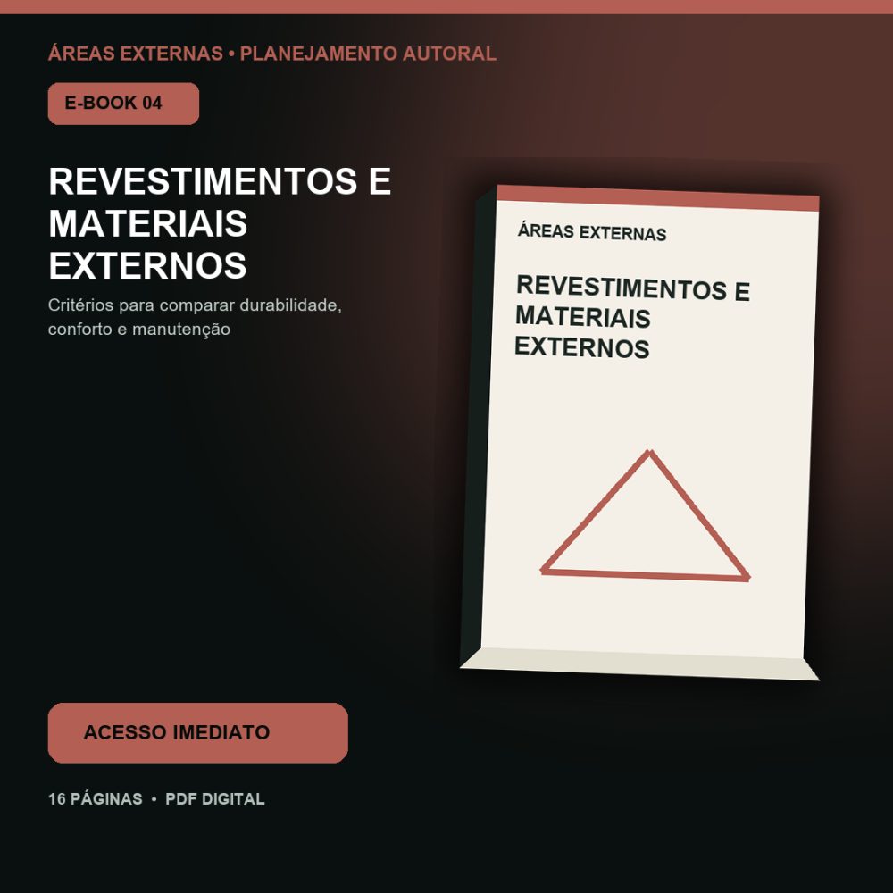 Capa de Revestimentos e Materiais Externos – E-book 04 – Revestimentos e Materiais Externos – Guia de Planejamento