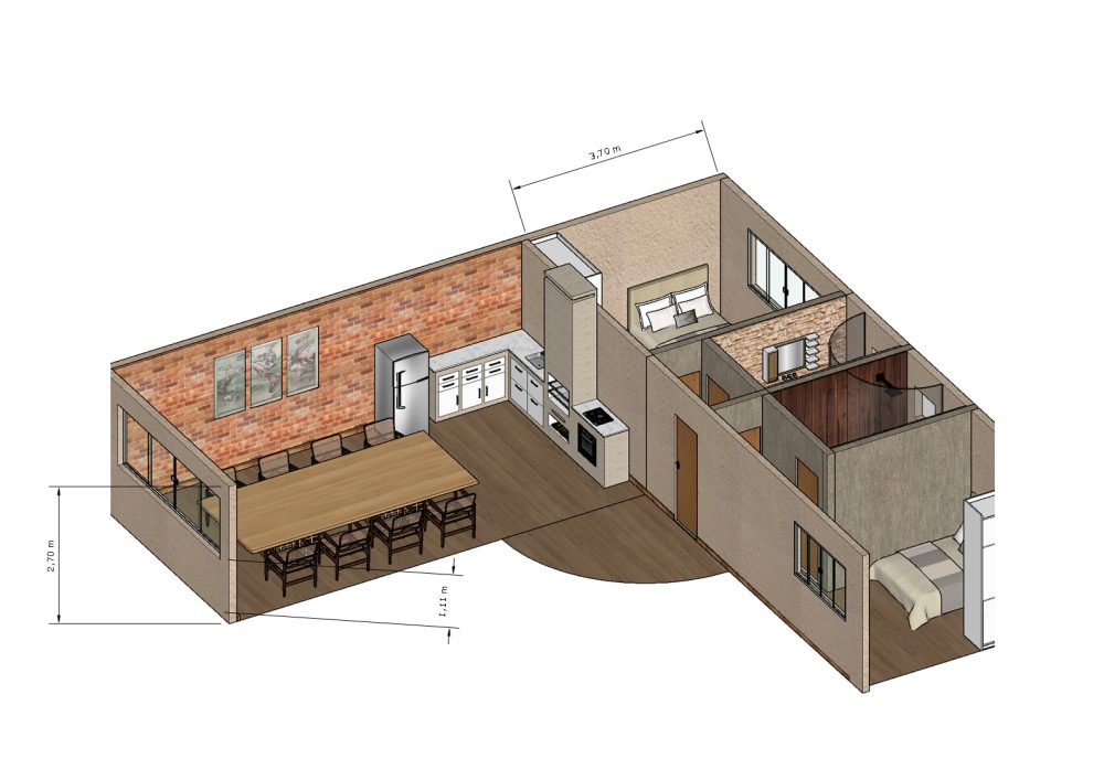 Capa de 03 – Projeto de Chalé de Campo com Piscina – Edicula com pisicina – Planta principal com medidas
