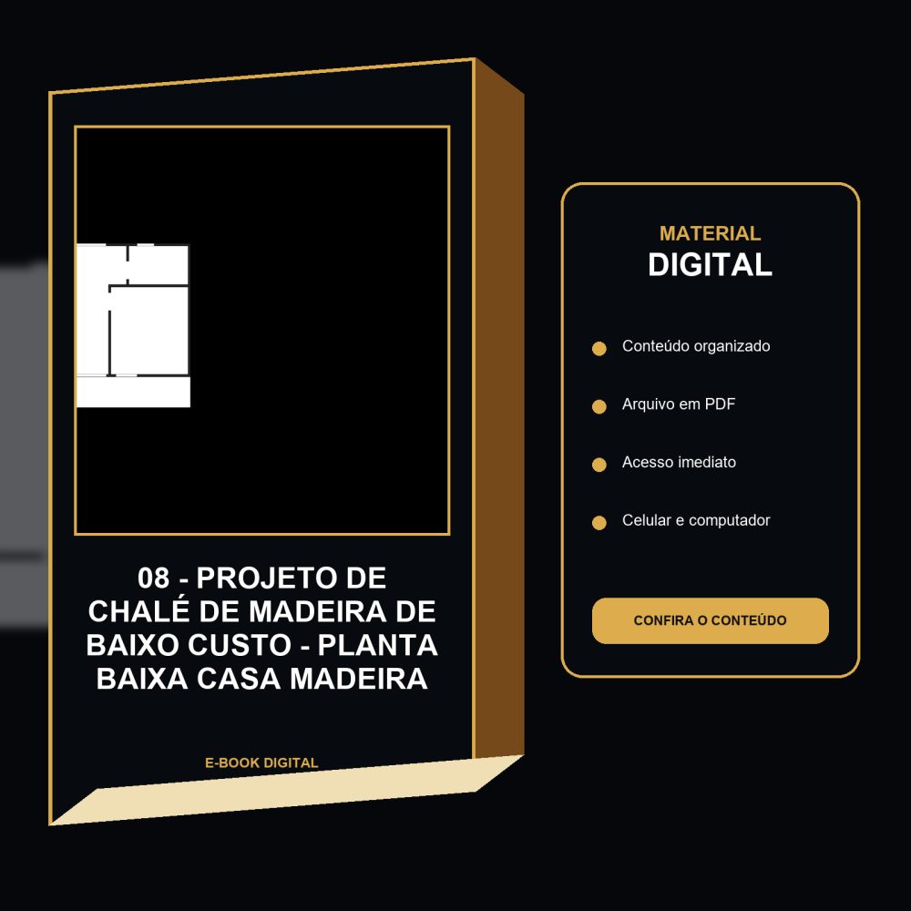 Capa de 08 – Projeto de Chalé de Madeira de Baixo Custo – Planta baixa casa madeira
