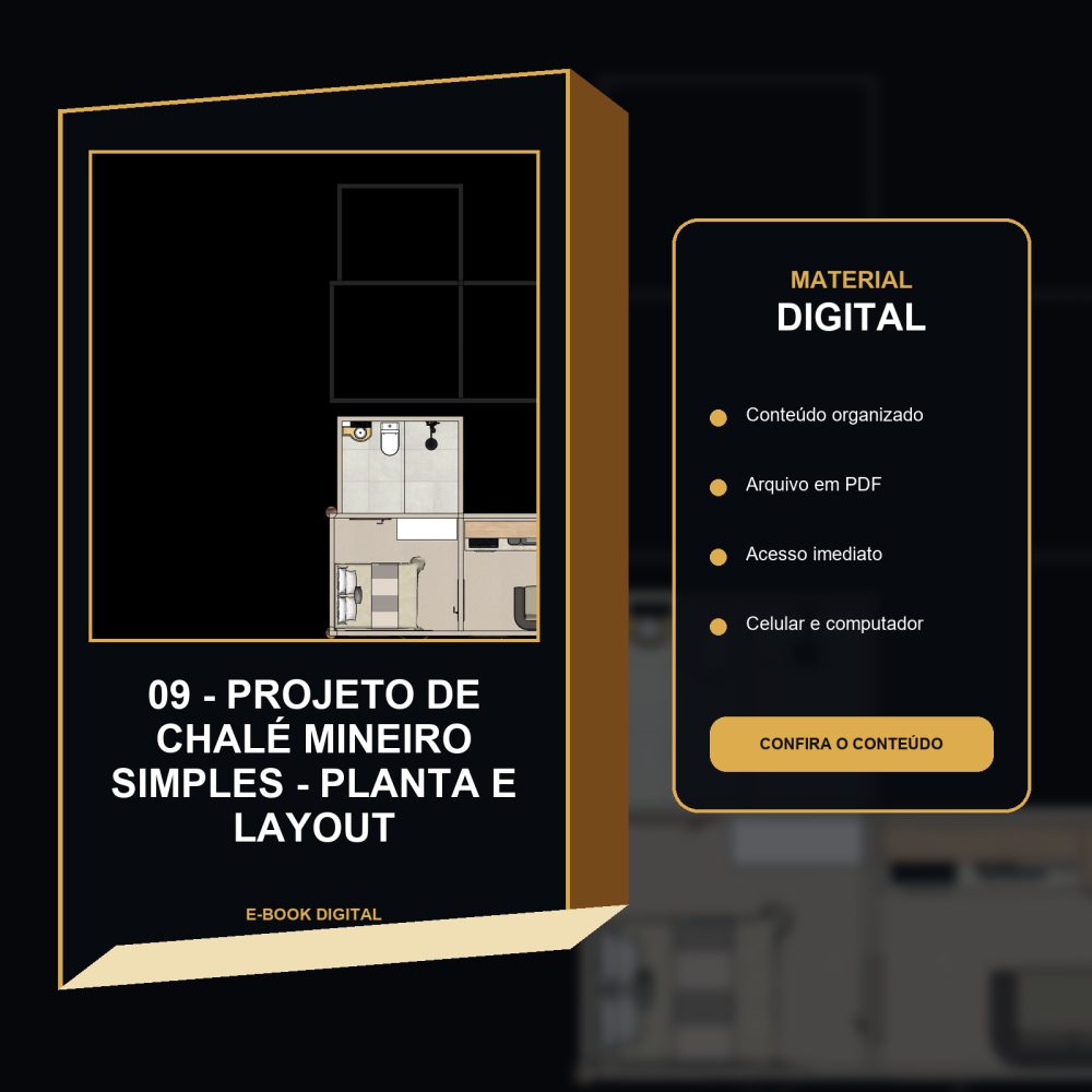 Capa de 09 – Projeto de Chalé Mineiro Simples – Planta e layout