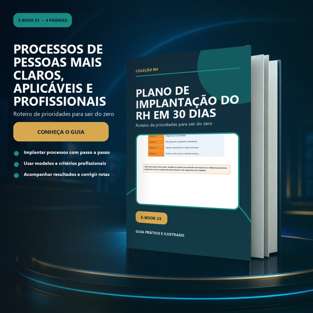 Capa de Plano de Implantação do RH em 30 Dias — Roteiro de prioridades para sair do zero