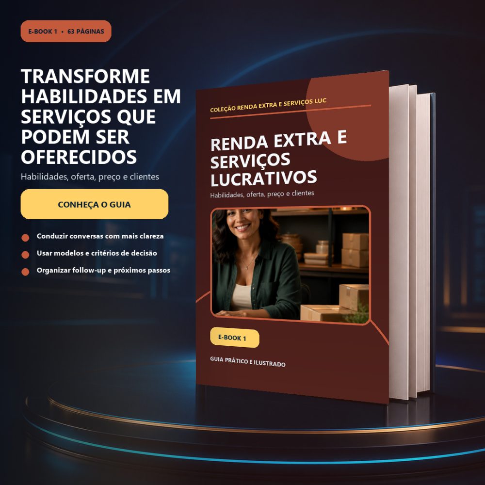 Capa de Renda Extra e Serviços Lucrativos — Habilidades, oferta, preço e clientes