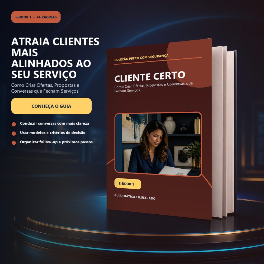 Capa de Cliente Certo — Como Criar Ofertas, Propostas e Conversas que Fecham Serviços