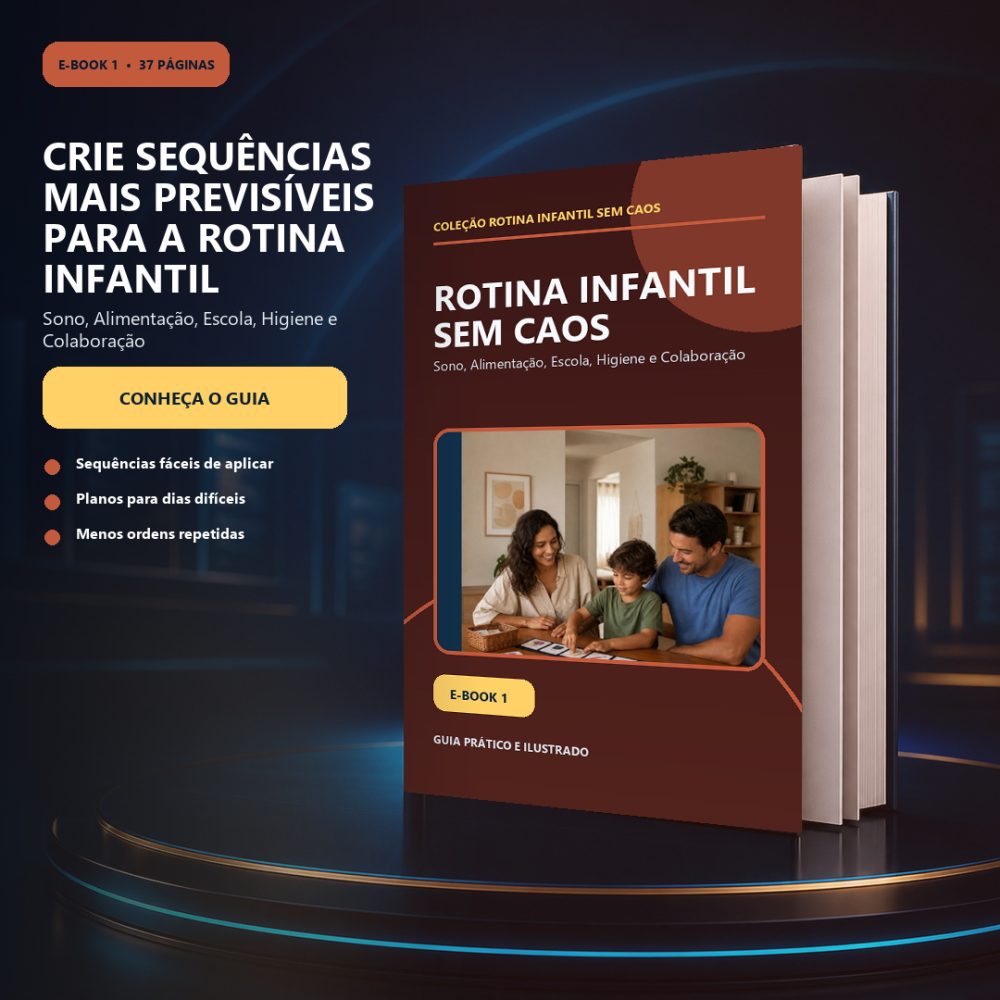 Capa de Rotina Infantil sem Caos — Sono, Alimentação, Escola, Higiene e Colaboração