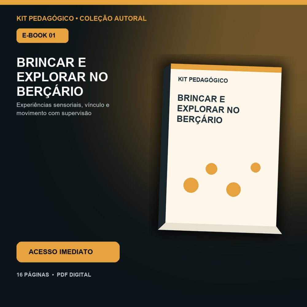 Capa de Brincar e Explorar no Berçário – E-book 01 – Brincar e Explorar no Berçário – Guia de Atividades