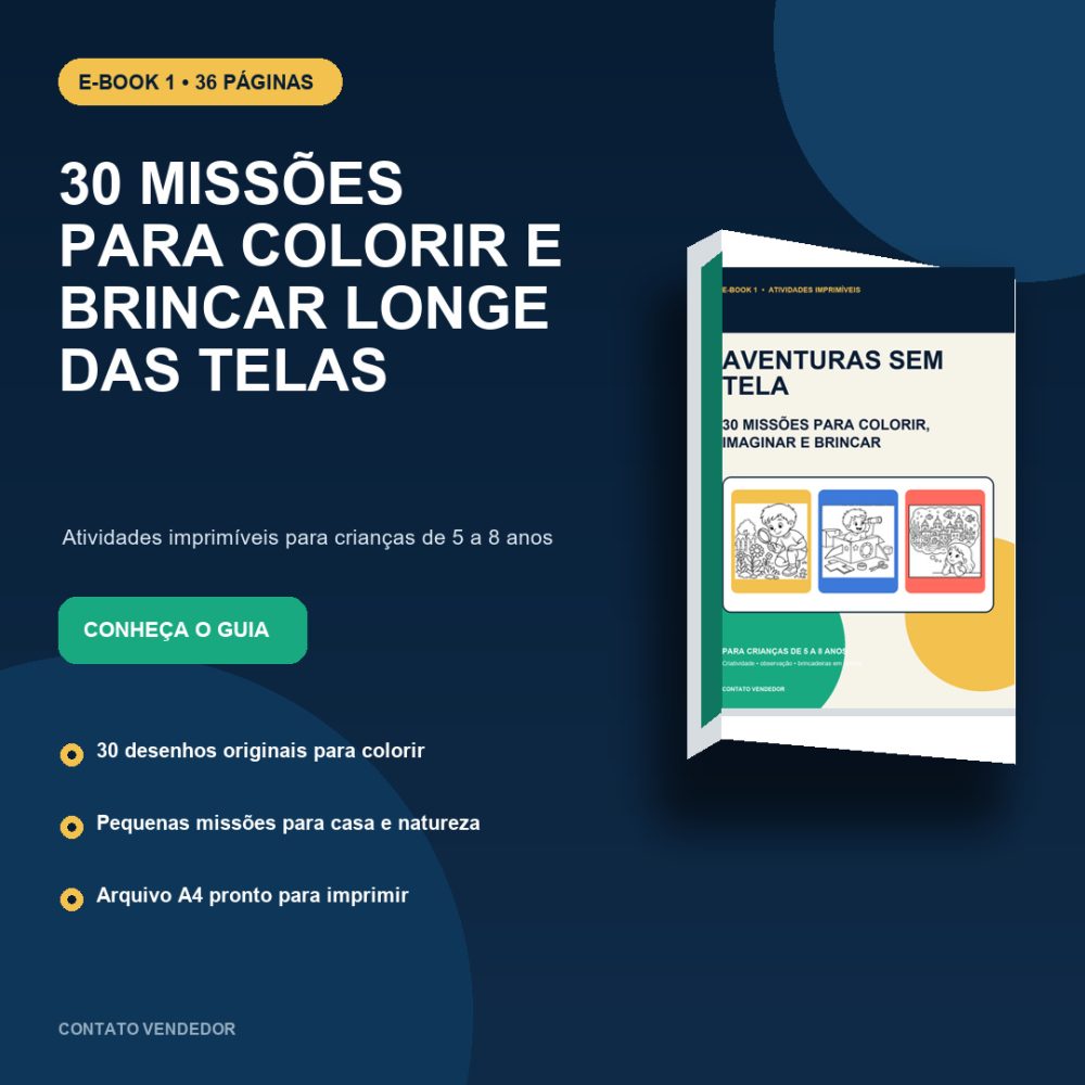 Capa de Aventuras sem Tela – 30 Missões para Colorir Imaginar e Brincar