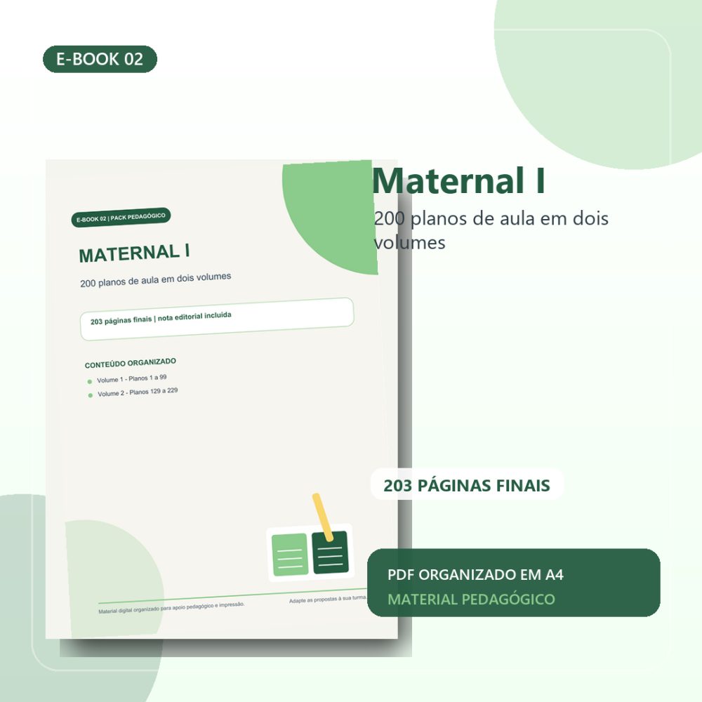 Capa de CORRIGIDO – E-book 02 – Maternal I – 200 Planos de Aula