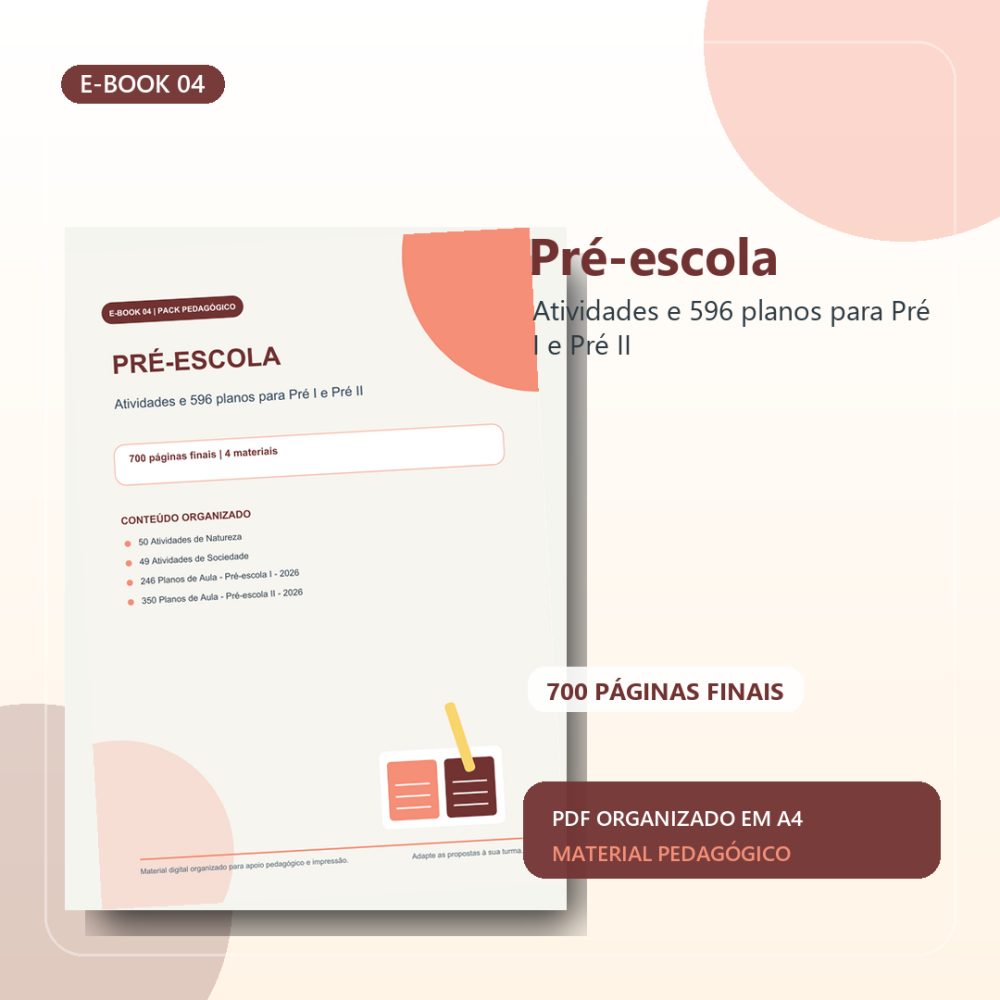 Capa de CORRIGIDO – E-book 04 – Pré-escola – Atividades e 596 Planos