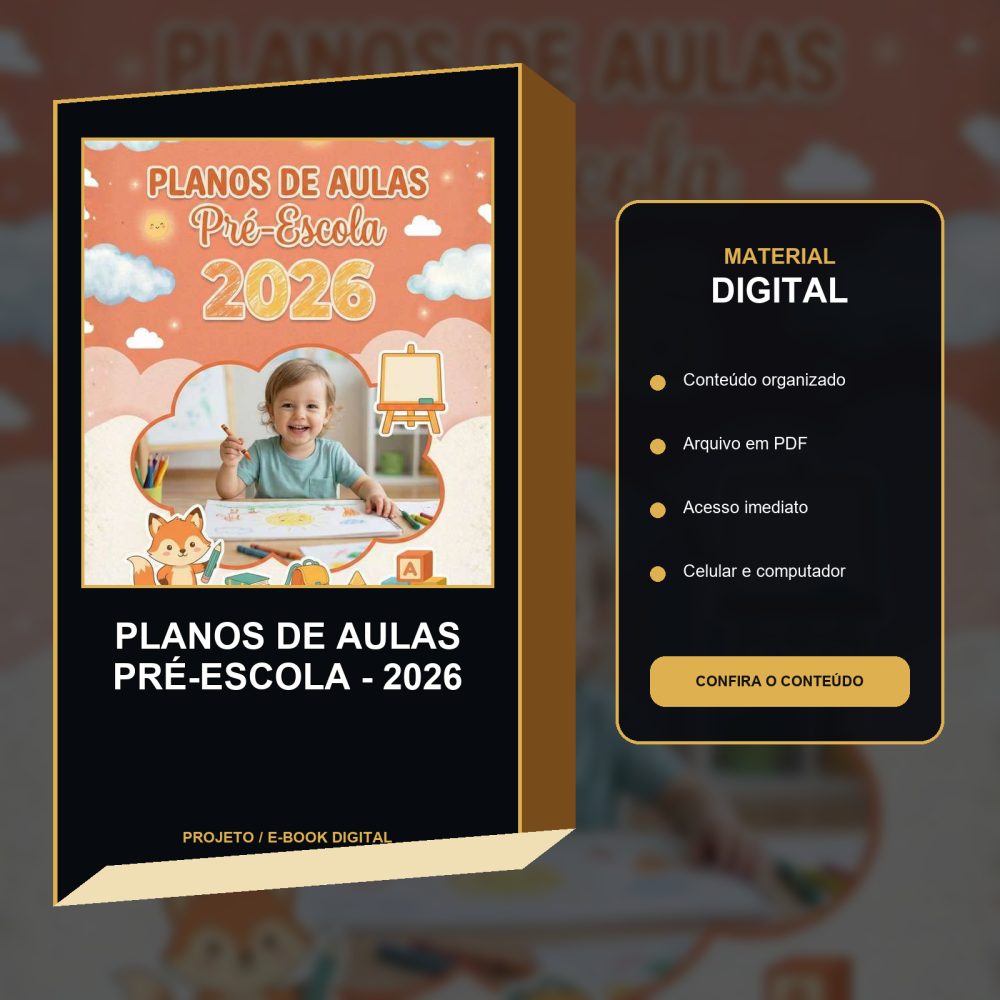 Capa de PLANOS DE AULAS PRÉ-ESCOLA – 2026