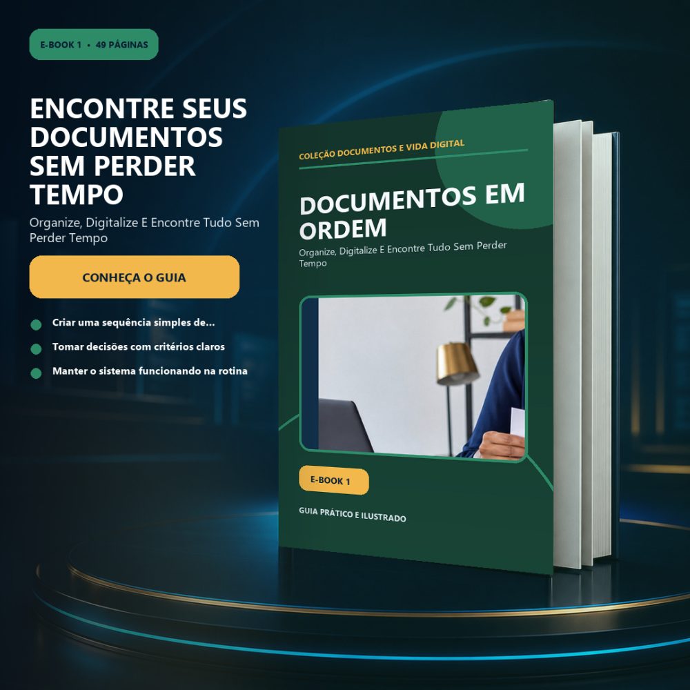 Capa de DOCUMENTOS EM ORDEM — ORGANIZE, DIGITALIZE E ENCONTRE TUDO SEM PERDER TEMPO