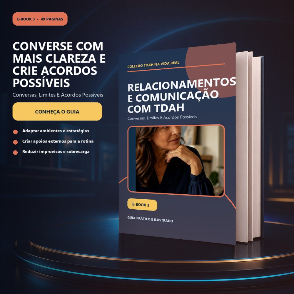Capa de RELACIONAMENTOS E COMUNICAÇÃO COM TDAH — CONVERSAS, LIMITES E ACORDOS POSSÍVEIS