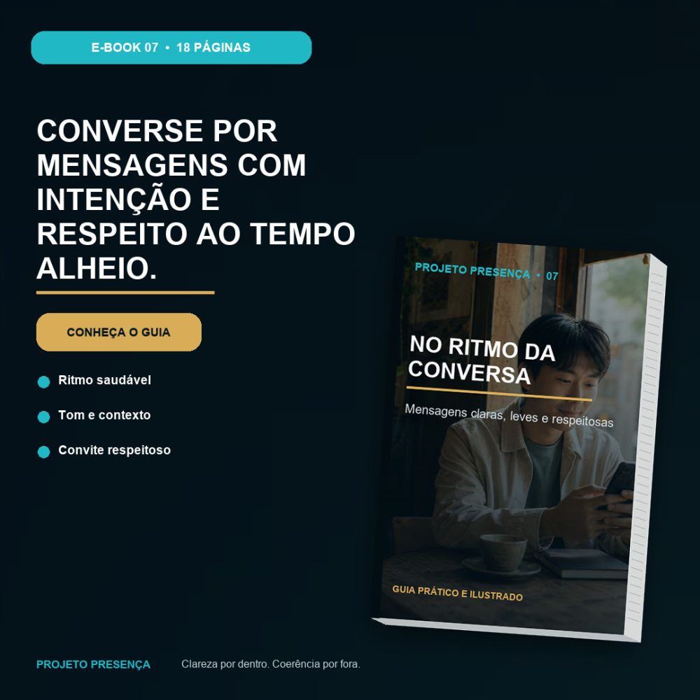 Capa de No Ritmo da Conversa – Mensagens claras, leves e respeitosas