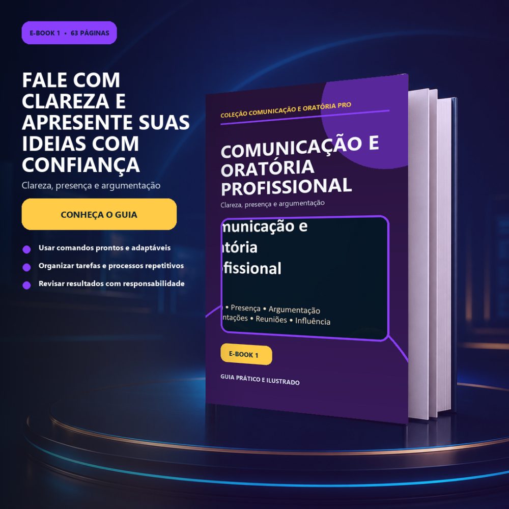 Capa de Comunicação e Oratória Profissional — Clareza, presença e argumentação