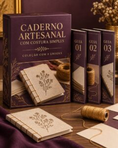 Capa de Caderno artesanal com costura simples